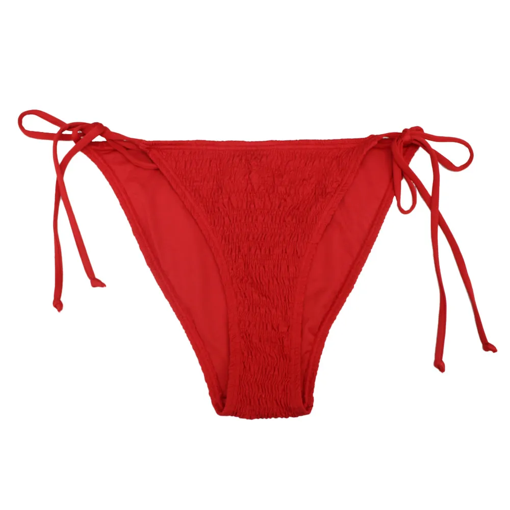 Bas de bikini froncé pour femme, Rouge