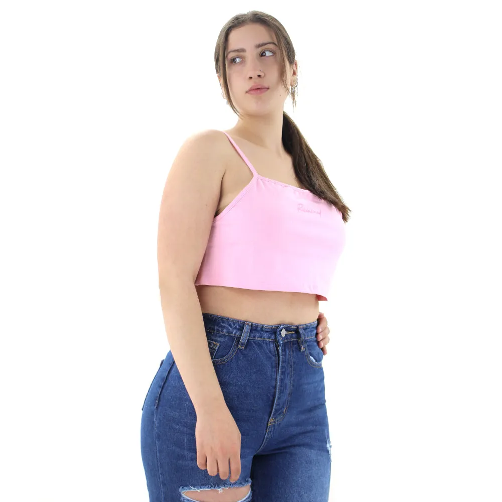 Haut court à fines bretelles pour femme, Rose