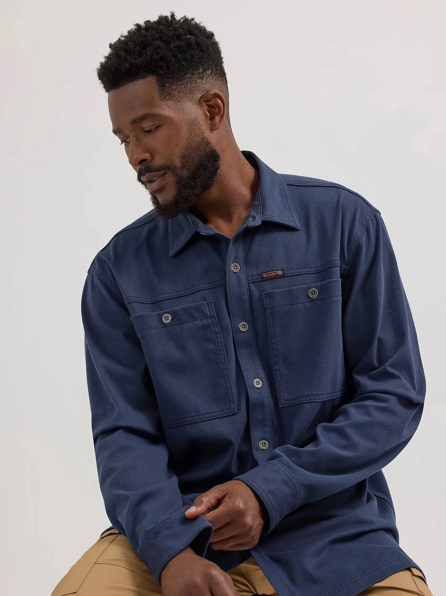 Wrangler ATG Chemise de travail à manches longues pour hommes en tricot avec boutons Wrangler Clothing